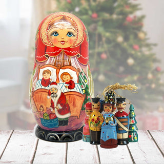 Night before Christmas Hand-Painted Doll with Set of Wooden Ornaments by G. DeBrekht - Christmas Decor - 110731