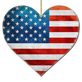 Patriotic Heart Wooden Ornaments - American Christmas Decor - 8187130-2