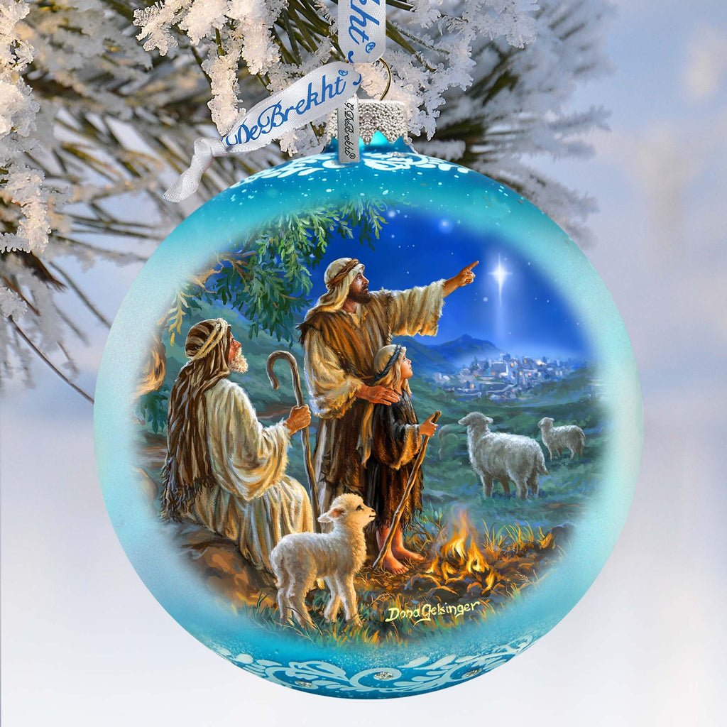 Shepherds Keeping Watch Lg Glass Ornament by D. Gelsinger - Nativity Holiday Decor - 73954