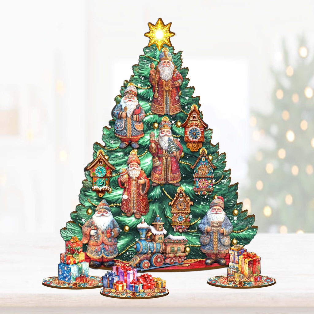 Santa Christmas Arrival Christmas Tree Eco Wood Set by G.DeBrekht Christmas Decor - 8091517