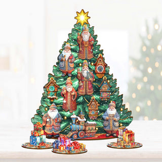 Santa Christmas Arrival Christmas Tree Eco Wood Set by G.DeBrekht Christmas Decor - 8091517