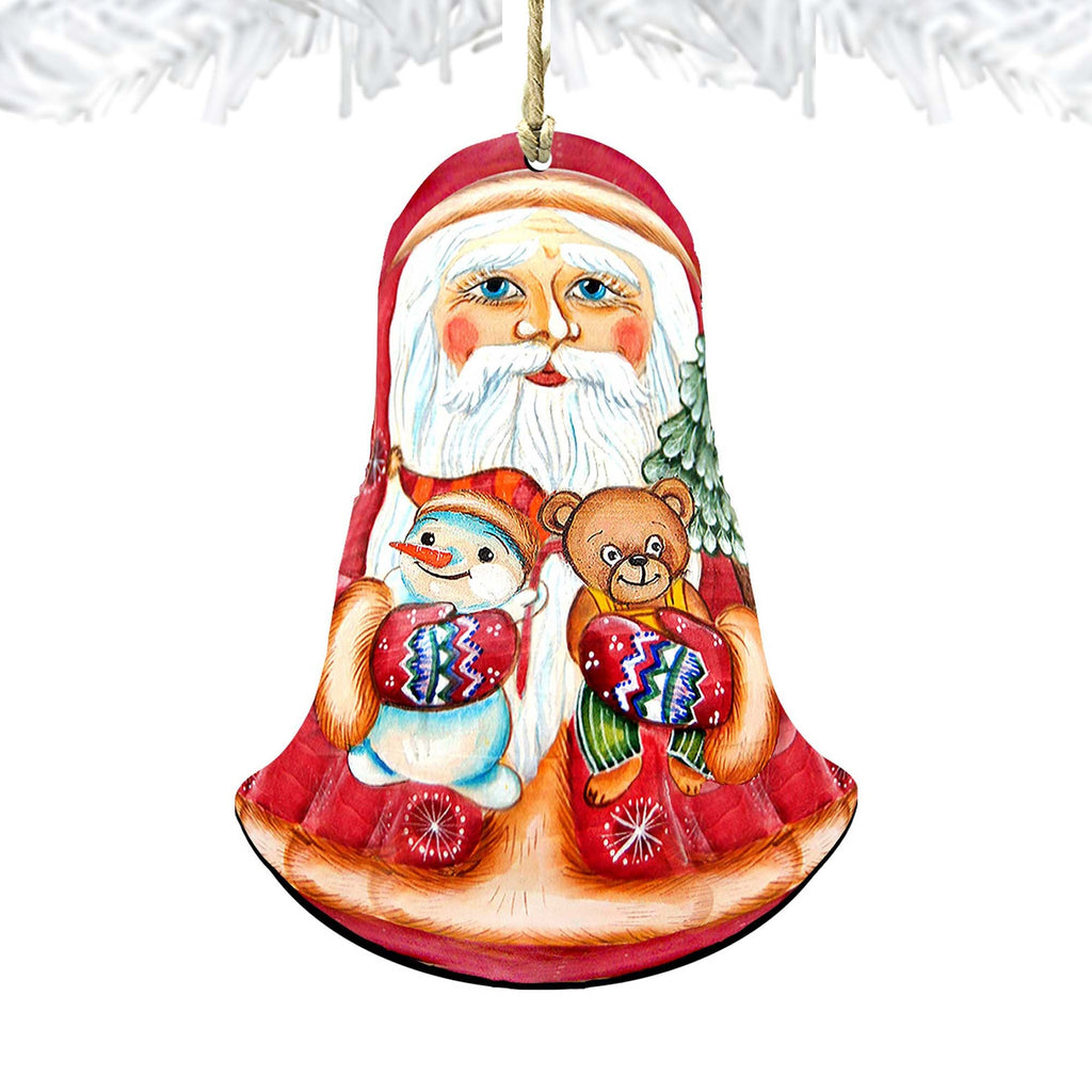 Santa Roly-poly Doll Wooden Ornaments by G. DeBrekht - Christmas Santa Snowman Decor - 8115012