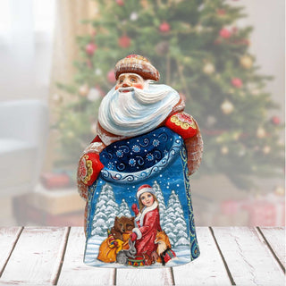 The Snow Maiden with Forest Friends Santa Hand-Painted WOODCARVED Figurine by G. DeBrekht - Christmas Decor - 8203012 *** PRE-ORDER - Handmade Just for You! ***