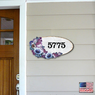 Floral Boquete Wooden Personalized House Number Sign by G. Debrekht - Love Family Kids Decor - Handcrafted Wooden Handcrafted Wooden Address Sign - MA8185311