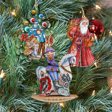 Story of Nutcracker Wooden Ornaments Set of 3 by G. DeBrekht - Christmas Decor - 8100011S3