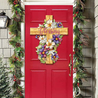 Floral Dove Blessing Cross Holiday Door Decor by G. Debrekht - Easter Spring Decor - 8688163H