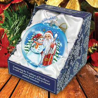 Christmas Workshop Glass Ornament Limited Edition by G. DeBrekht - Christmas Santa Snowman Decor - 73888