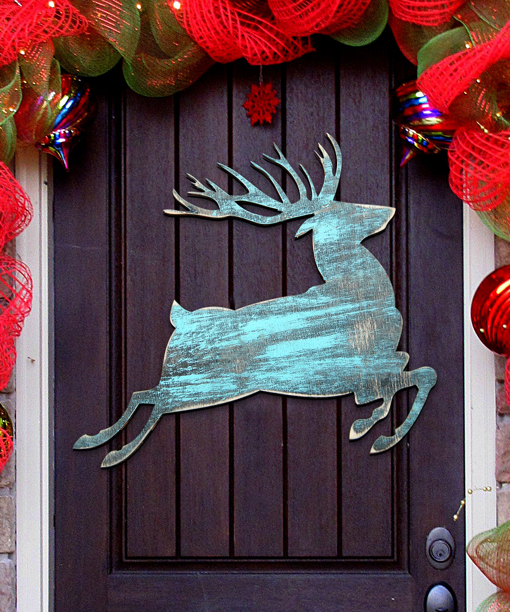 Rustic Prancing Deer Wildlife Door Decor - Wildlife Holiday Decor - 8198211-3H