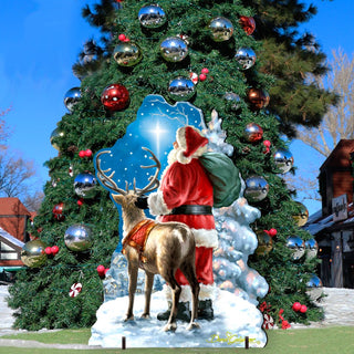 Starry Night Santa Christmas Outdoor Decor by D. Gelsinger - Christmas Santa Snowman Decor - 8461020F-1713