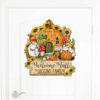 Fall Decor Personalized Harvest Welcome Sign with Last Name Cornucopia Door Decor Handmade Gift Autumn Porch Decor by Susan Winget - Thanksgiving Decor Item 8471209HC-SW