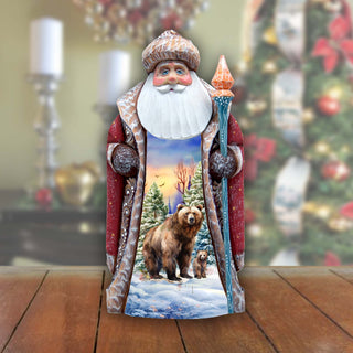 Grizzly Bear Santa Hand-Painted WOODCARVED Masterpiece by G. DeBrekht - Christmas Decor - 8202014