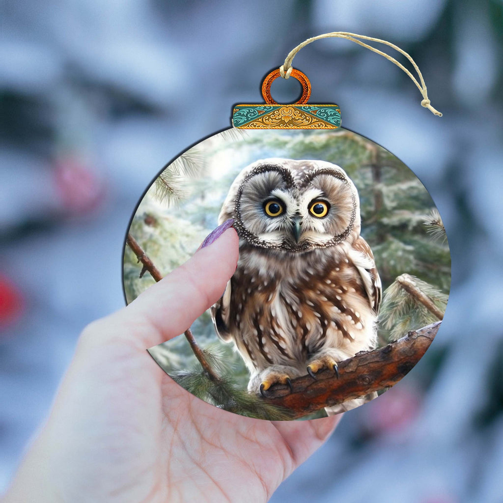 Alaskan Arctic Owl Wooden Ornaments by G.Debrekht - Wildlife Holiday Decor - 870050