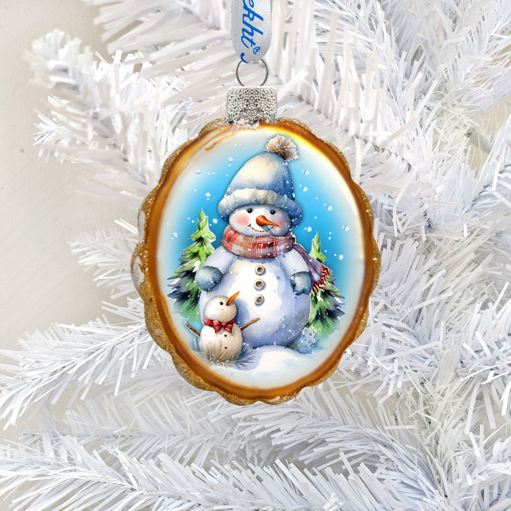 Snowman's family Mercury Glass Ornaments by G. Debrekht - Christmas Santa Snowman Decor - 776014