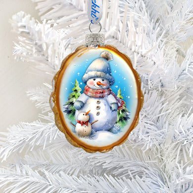 Snowman's family Mercury Glass Ornaments by G. Debrekht - Christmas Santa Snowman Decor - 776014