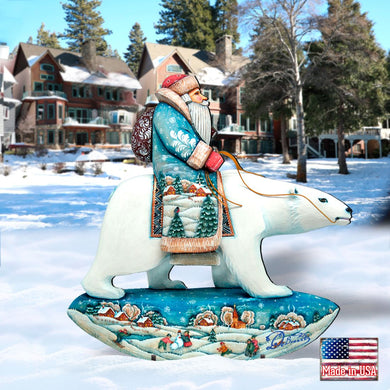 Polar Bear Santa Christmas Outdoor Scene by G. DeBrekht - Christmas Santa Snowman Decor - 8116382F