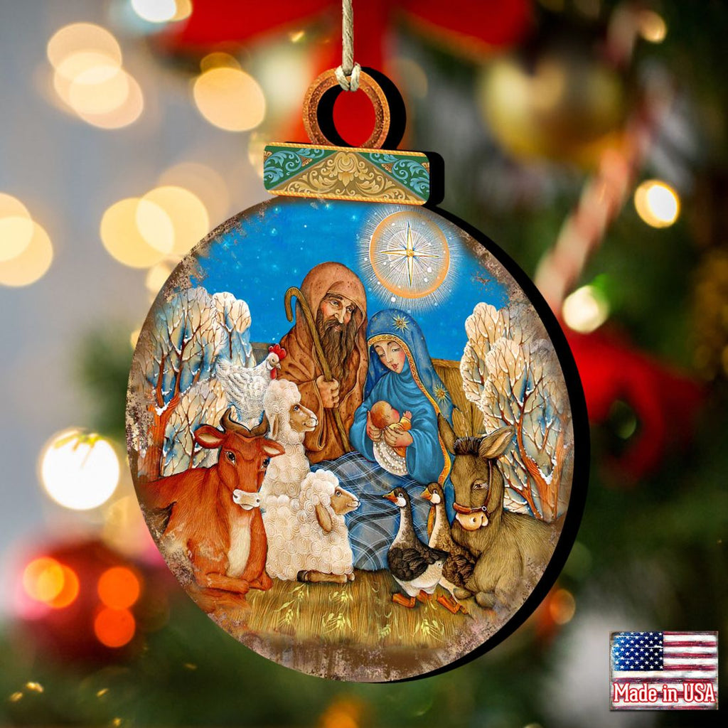 Nativity Ball Wooden Ornaments by Gelsinger - Nativity Holiday Decor - 8023852