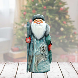 Adoration Santa and Wolves Hand-Painted WOODCARVED Figurine by G. DeBrekht - Christmas Decor - 8214452 *** PRE-ORDER - Handmade Just for You! ***