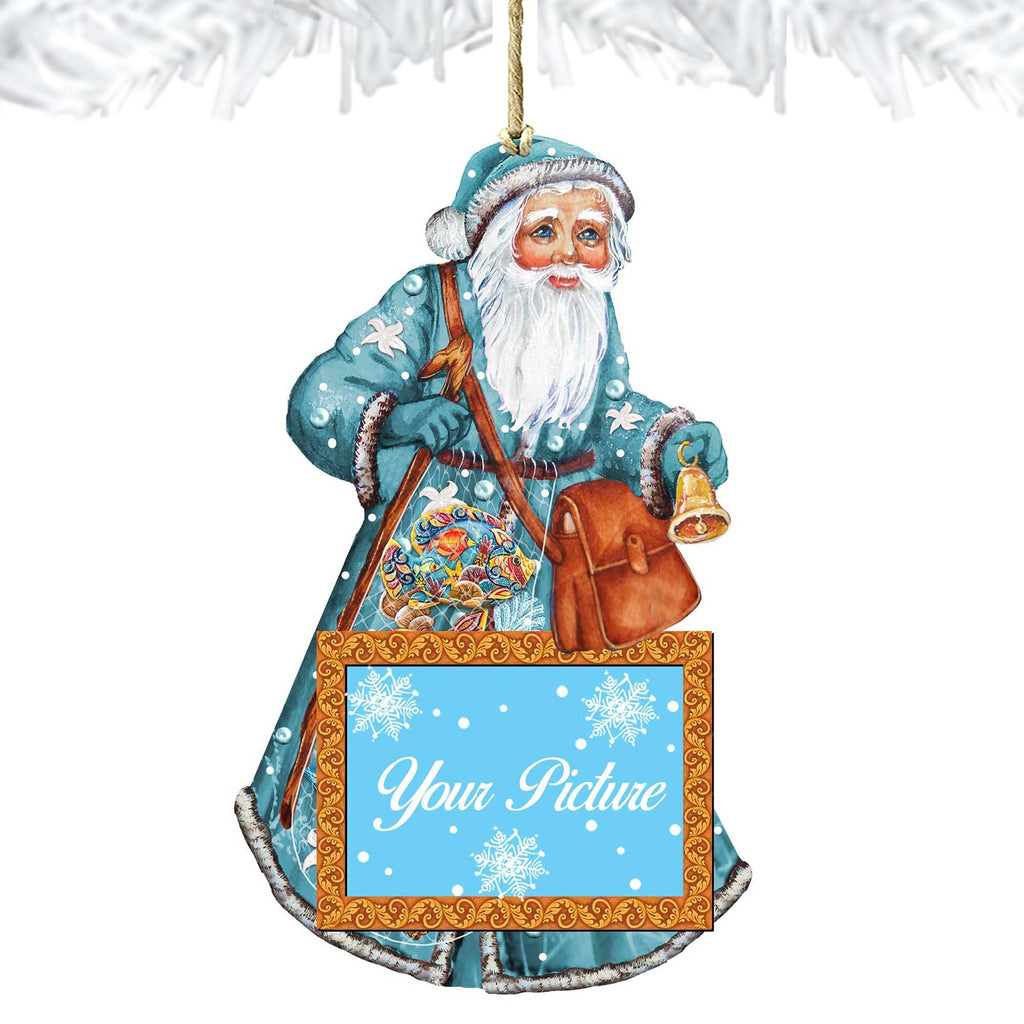 Coastal Santa Picture Frame Ornaments - Ornament for Photo - Coastal Holiday Decor - 8124120-2PF