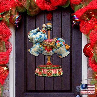 Carousel Elephant Christmas Holiday Door Decor by G. DeBrekht - Carousel Holiday Decor - 8114043H