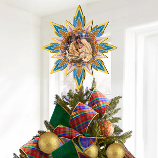 Classic Nativity Star Tree Topper Wooden Décor by D. Gelsinger - Nativity Holiday Décor - 89502-DG