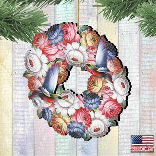 Birdy Floral Wreath Wooden Ornaments by G. DeBrekht - Easter Spring Decor - 8185312