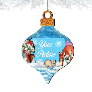Forest Friends Christmas Picture Frame Ornaments - Ornament for Photo - Christmas Santa Snowman Decor - 8112182-4PF