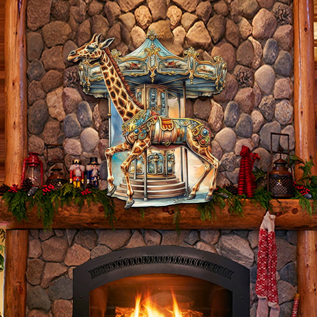 Carousel Giraffe Holiday Door Decor by G. Debrekht - Christmas Decor - 8611028H