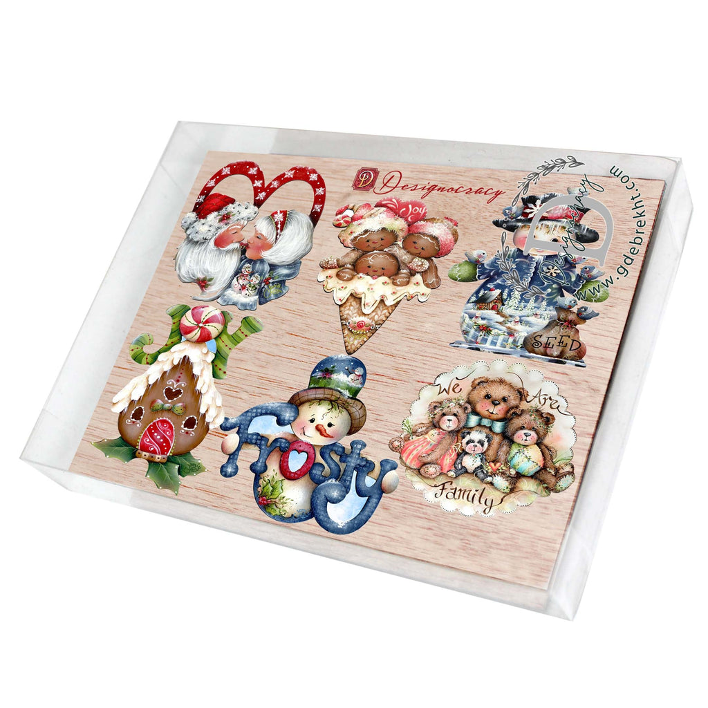 Merry Christmas Decorative Eco Wood Magnets Set of 6 by Jamie Mills-Price - Christmas Decor - 8090136G-S6-MP