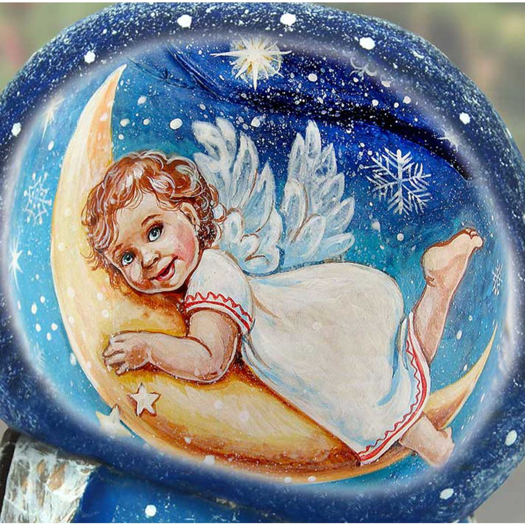 Angel Crescent Santa Hand-Painted WOODCARVED Masterpiece by G. DeBrekht - Nativity Holiday Decor - 8215554
