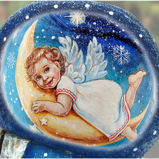 Angel Crescent Santa Hand-Painted WOODCARVED Masterpiece by G. DeBrekht - Nativity Holiday Decor - 8215554