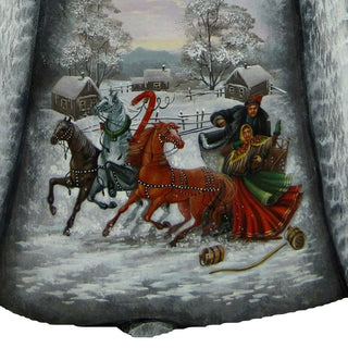 Old World Santa Sleigh Ride Hand-Painted WOODCARVED Masterpiece by G. DeBrekht - Christmas Decor - 28214522