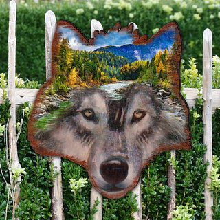 Wolf Face Wildlife Outdoor Decor Large Ornament by G. DeBrekht - Wildlife Holiday Decor - 8198227-4M