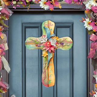 Easter Cross with Doves Holiday Door Decor by G. Debrekht - Easter Spring Decor - 8688167H