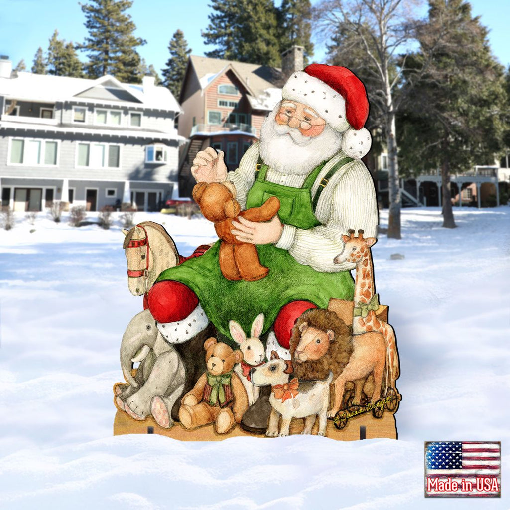 Merry Christmas Outdoor Scene with Santa and Snowman Decor by Susan Winget - 8471102F-SW