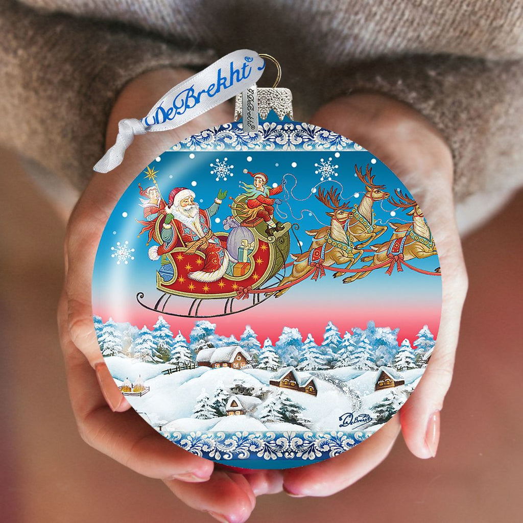 Up-Up Away Ball Glass Ornament Limited Edition by G. DeBrekht - Christmas Santa Snowman Decor - 73842