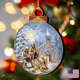 Nativity at The Chapel Wooden Ornaments by Gelsinger - Nativity Holiday Decor - 8021016-1606