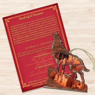 Howling Wolf Wooden Ornaments by Nature Wonders - Wildlife Holiday Decor - 8198227-3