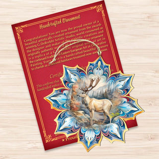 Reindeer Snowflake Wooden Ornaments by G. Debrekht - Nature Wildlife Decor - 8688415