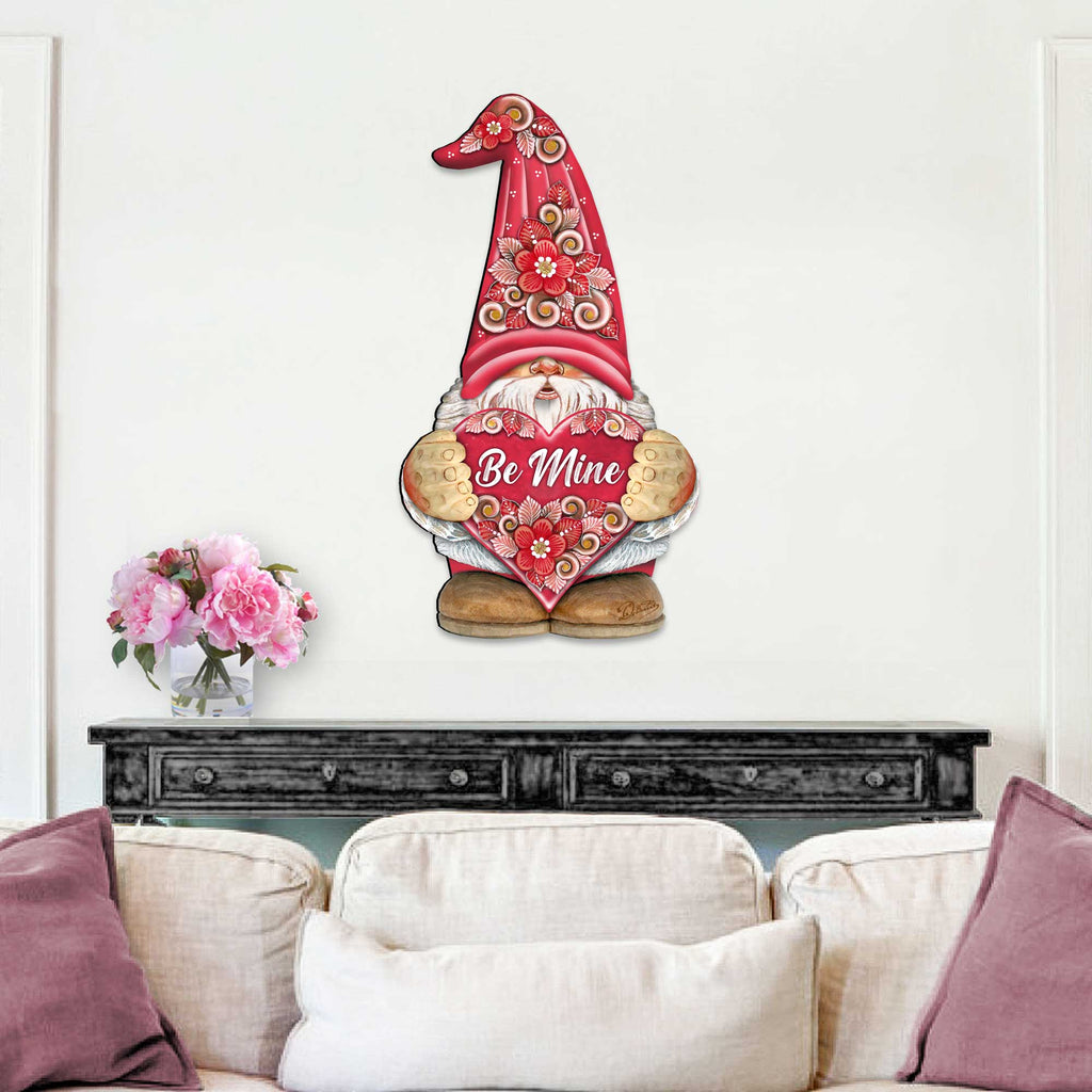 Be Mine Gnome Wooden Door Hanger Valentine Wall Art by G. DeBrekht - Love Family Kids Decor - 8611019H