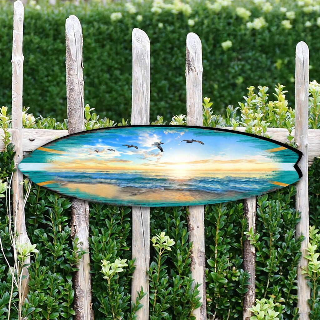 Sunset Surfboard Coastal Outdoor Decor Large Ornament by G. DeBrekht - Coastal Holiday Decor - 8490103MS