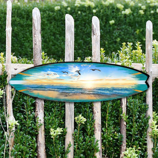 Sunset Surfboard Coastal Outdoor Decor Large Ornament by G. DeBrekht - Coastal Holiday Decor - 8490103MS