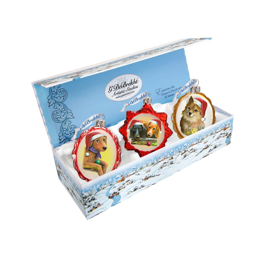 Doggy Mercury Glass Ornaments - Christmas Decor by Laura Seeley - 770144S3-LS