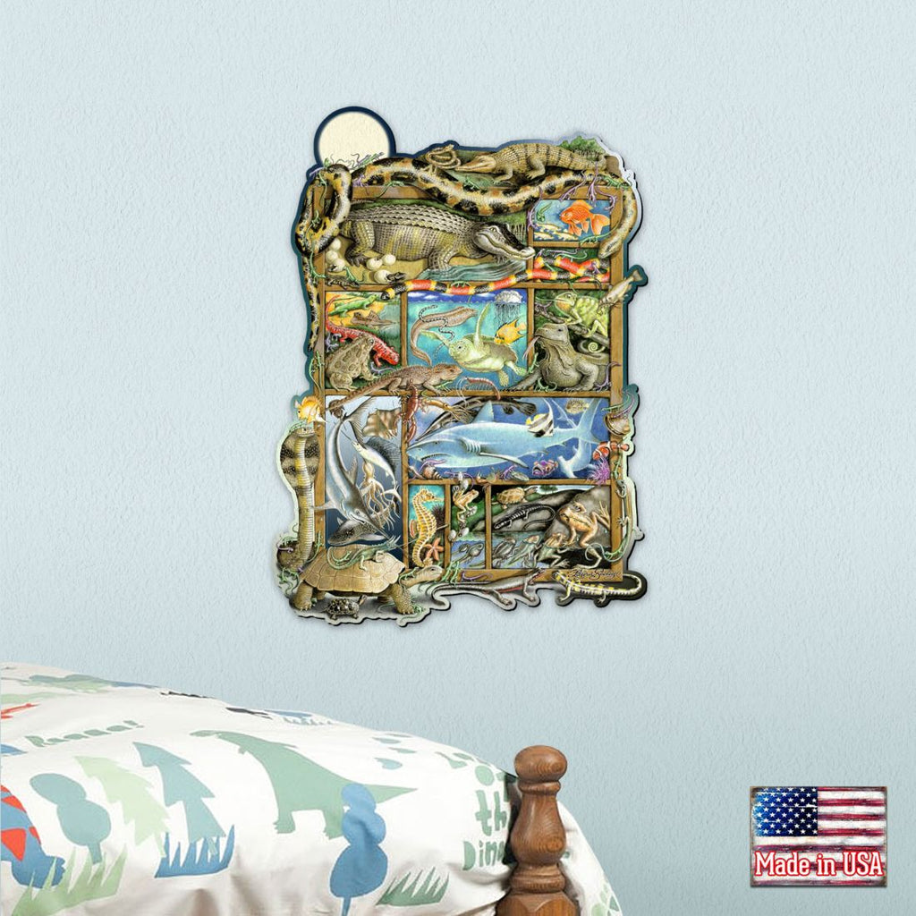 Reptiles Fish Amphibians Whimsical Wall Art by Laura Seeley - Love Family Kids Decor - 8513011-LS