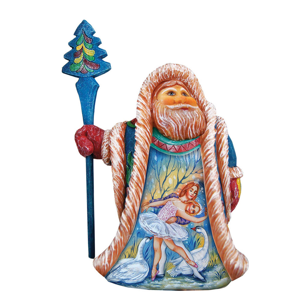 Swan Lake Scene Santa Handcrafted Christmas Figurine - G. DeBrekht - Christmas Santa Snowman Decor - 532328