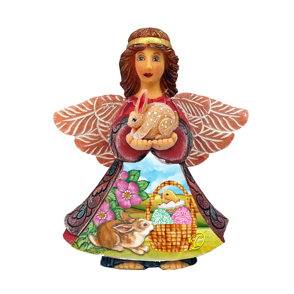 Easter Angel With Bunny Handcrafted Christmas Figurine - G. DeBrekht - Easter Spring Decor - 516662