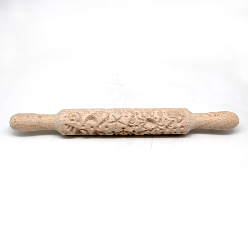 One-of-a-Kind Rolling Pin Marine Design with Wood Handles Solid Wood and Hand-Carved 13,5x2x2 by GDeBrekht - Unique Handcrafted