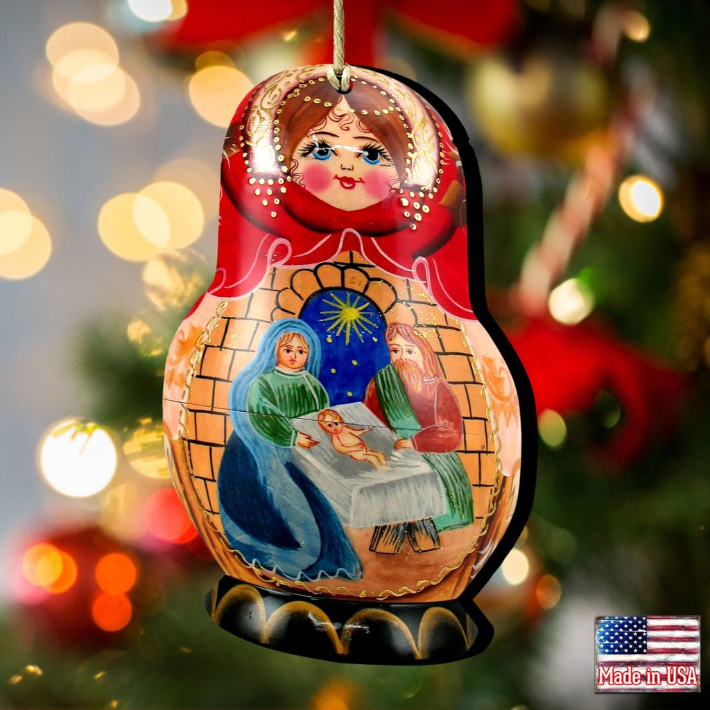 Nativity Nesting Doll Wooden Ornaments by G. DeBrekht - Christmas Decor - 8110710