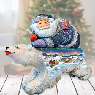 Polar Express Santa Surprise Box Handcrafted Christmas Figurine G. DeBrekht Reserve - Christmas Santa Snowman Decor - 511473