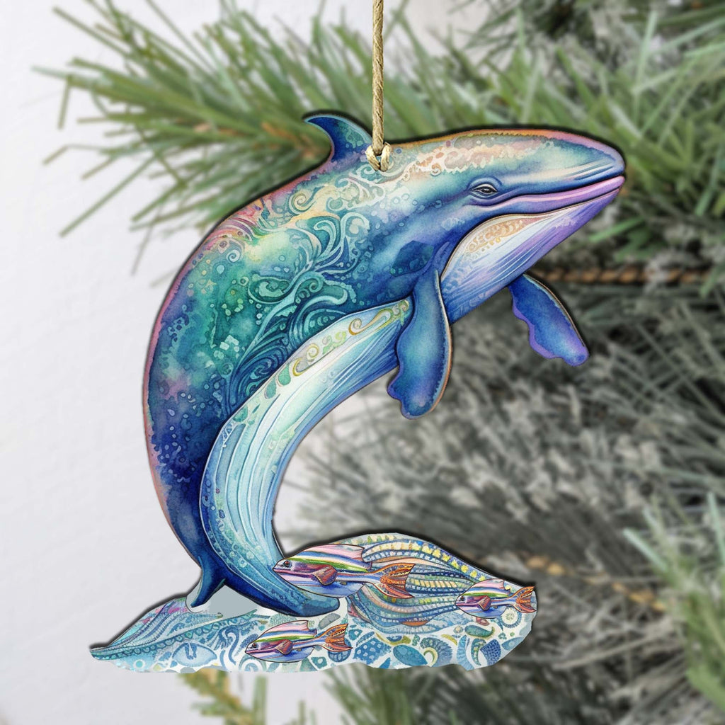 Alaskan Fairy Whale Wooden Ornaments by G.Debrekht - Wildlife Holiday Decor - 8710107-3