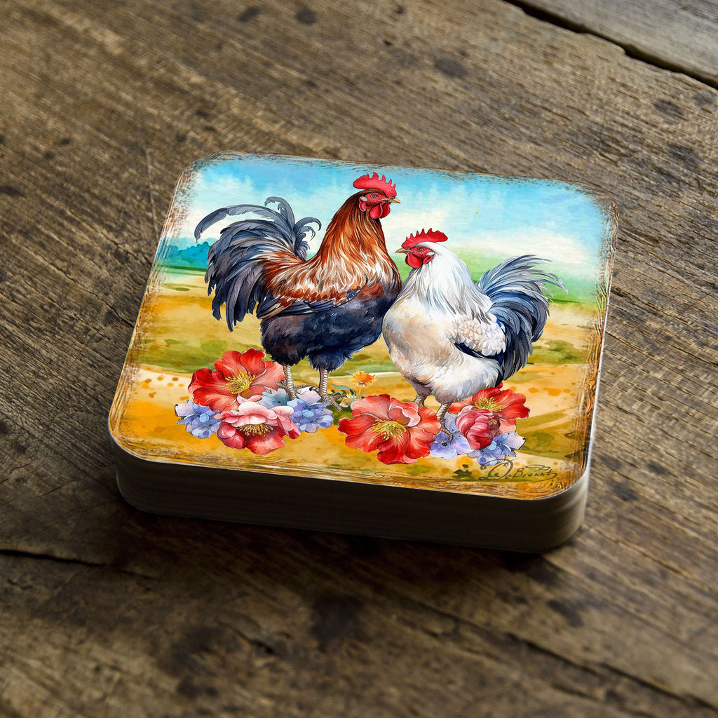 Spring on a Farm Wooden Cork Coasters Gift Set of 4 by G. Debrekht - Easter Spring Decor - 8199436C-S4